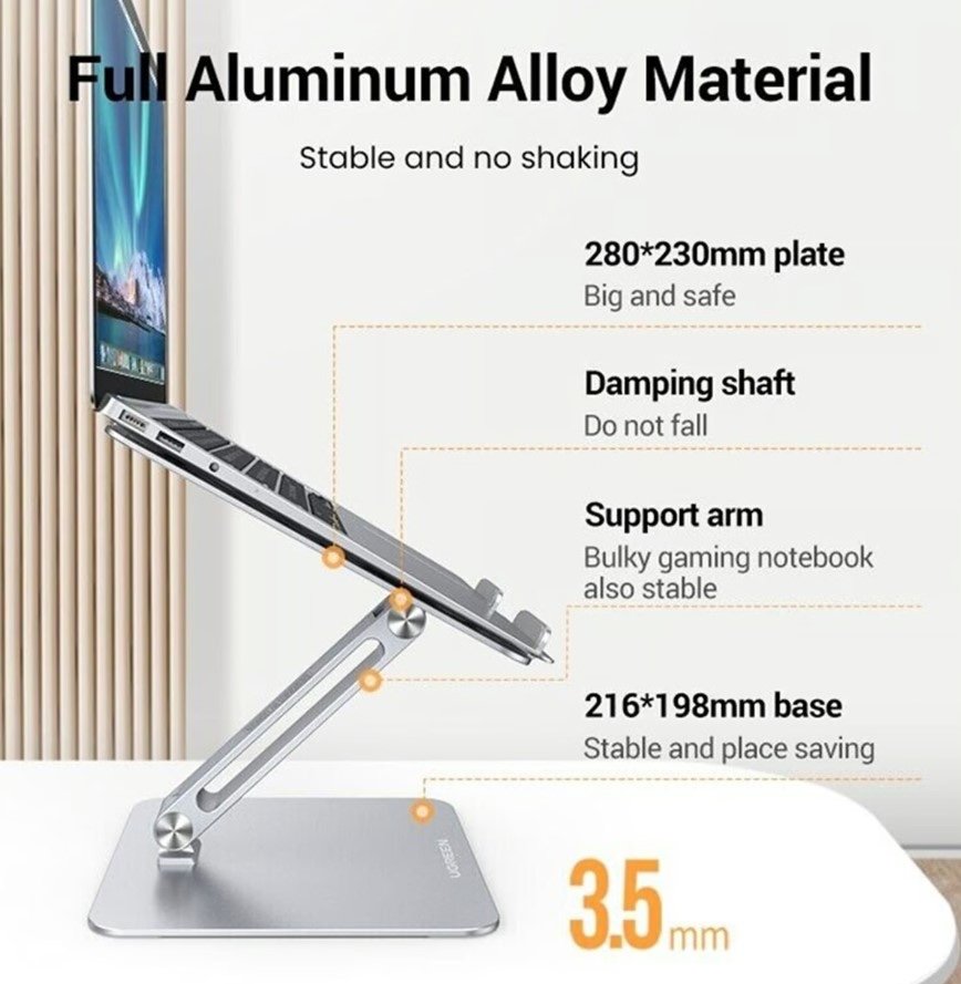 UGREEN - Soporte de Aluminio y Silicona para Laptop (Hasta 13'') - Imagen 3