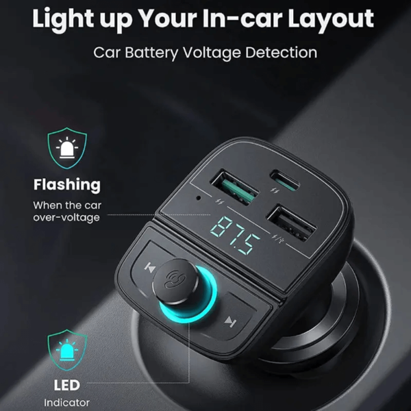 Alternative view of UGREEN - Transmisor Bluetooth FM y Cargador para Coche 31.5W