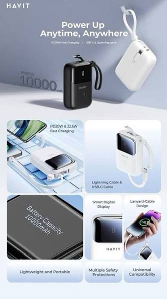 Alternative view of Havit Power Bank -10.000mAh PD 20w