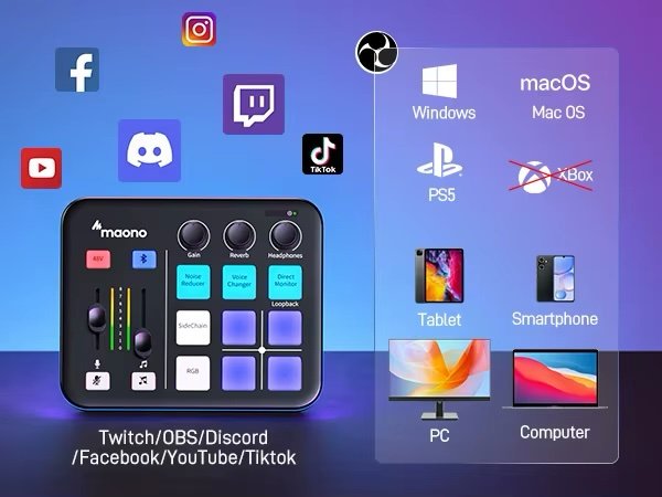 Alternative view of Mezclador de Audio Maono para streaming