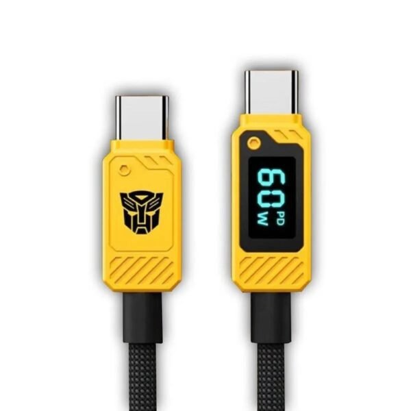 Transformers-Cable USB tipo C a tipo C de 60W, TF-A18 de pantalla Digital Led