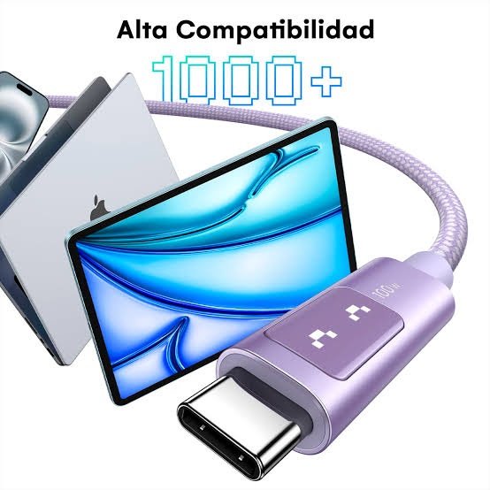 Cable Ugreen Tipo C a C de 100w con Pantalla Led