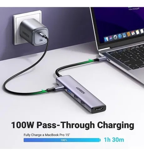 Alternative view of Ugreen Hub 5 En 1 Usb-c A Puerto Hdmi 4k Usb 2.0/3.0 Pd 100w