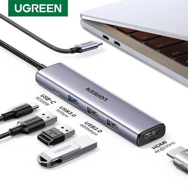 Alternative view of Ugreen Usb C Hub, 5 En 1 Adaptador Usb C Multipuerto 4k 30hz