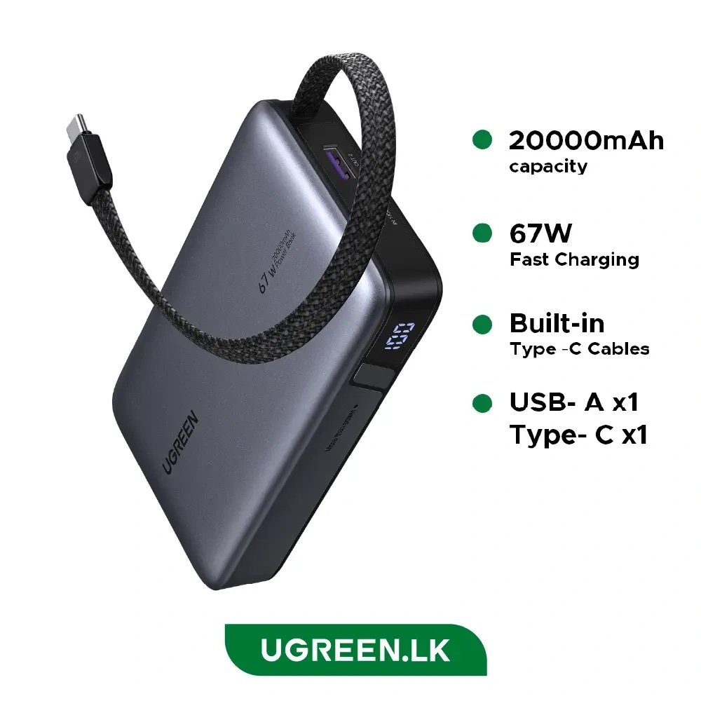 Power Bank Ugreen Nexode 20.000mAh 67w con puertos USB-A y USB-C