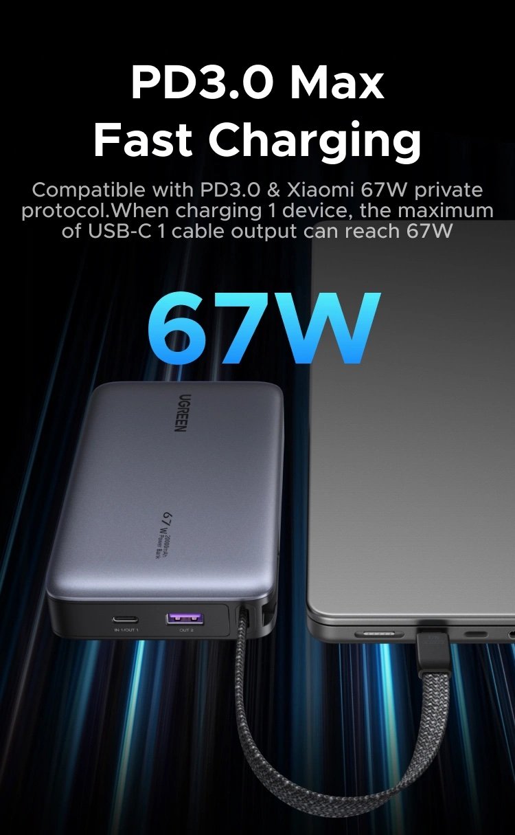 Power Bank Ugreen Nexode 20.000mAh 67w con puertos USB-A y USB-C - Imagen 3
