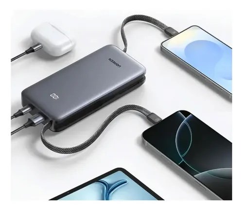 Power Bank Ugreen 20.000mAh de 30w con doble cable USB- C