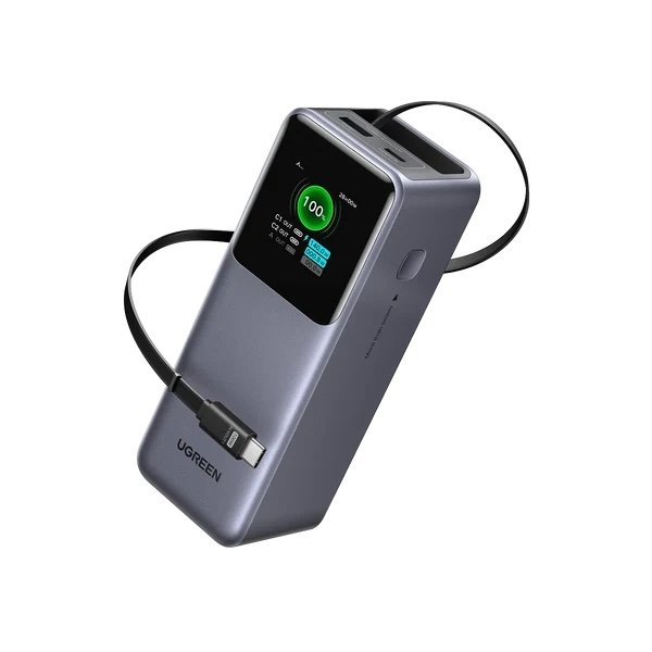 Power Bank Ugreen Nexode 20.000mAh de 165w con cable retráctil