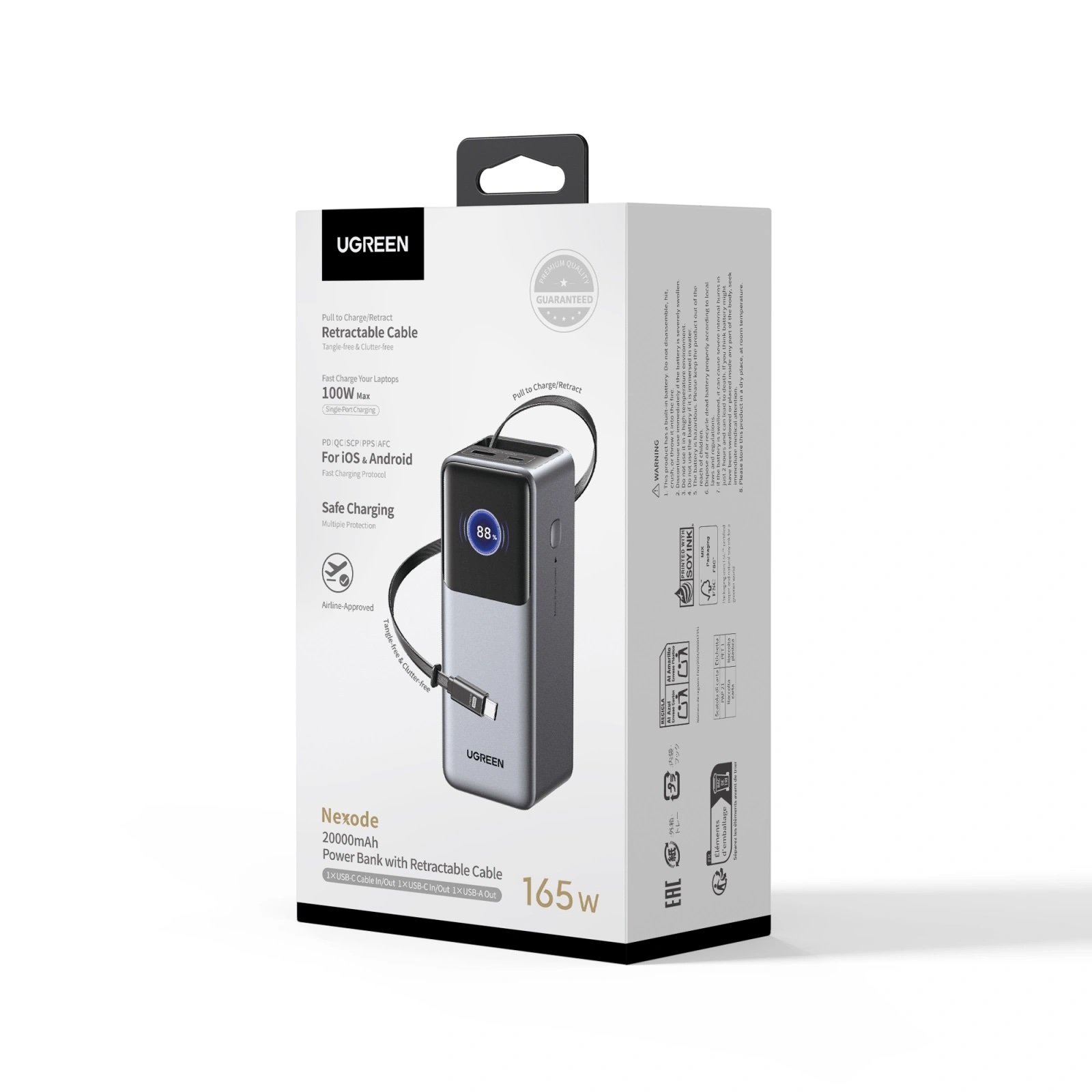 Power Bank Ugreen Nexode 20.000mAh de 165w con cable retráctil - Imagen 5