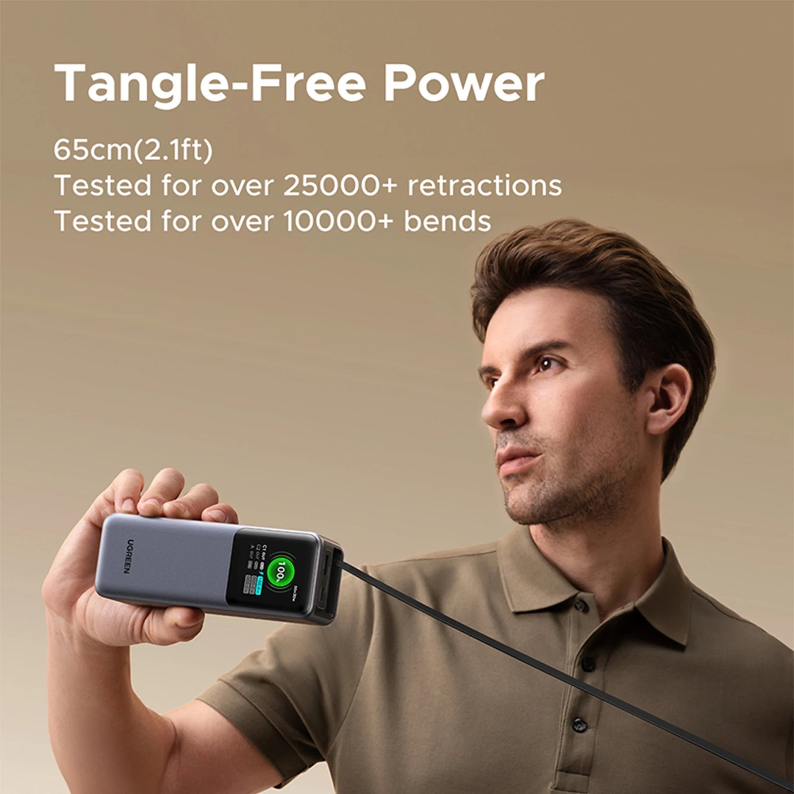 Power Bank Ugreen Nexode 20.000mAh de 165w con cable retráctil - Imagen 2