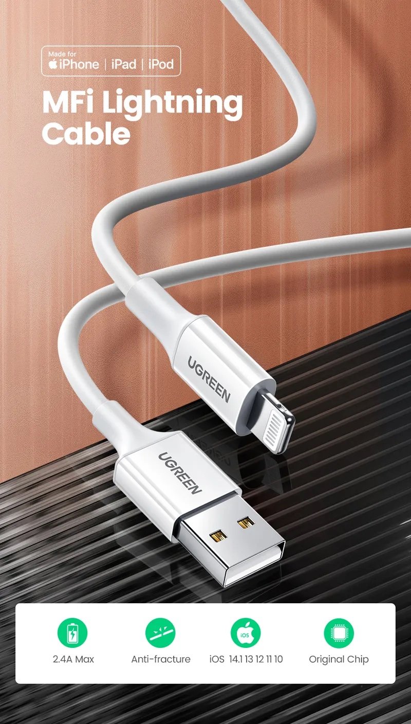 Cable UGREEN USB-A a Lightning - Imagen 2