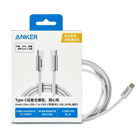 Cable Anker Zolo USB-C a USB-C 240W 1,5 m – White - Imagen 3
