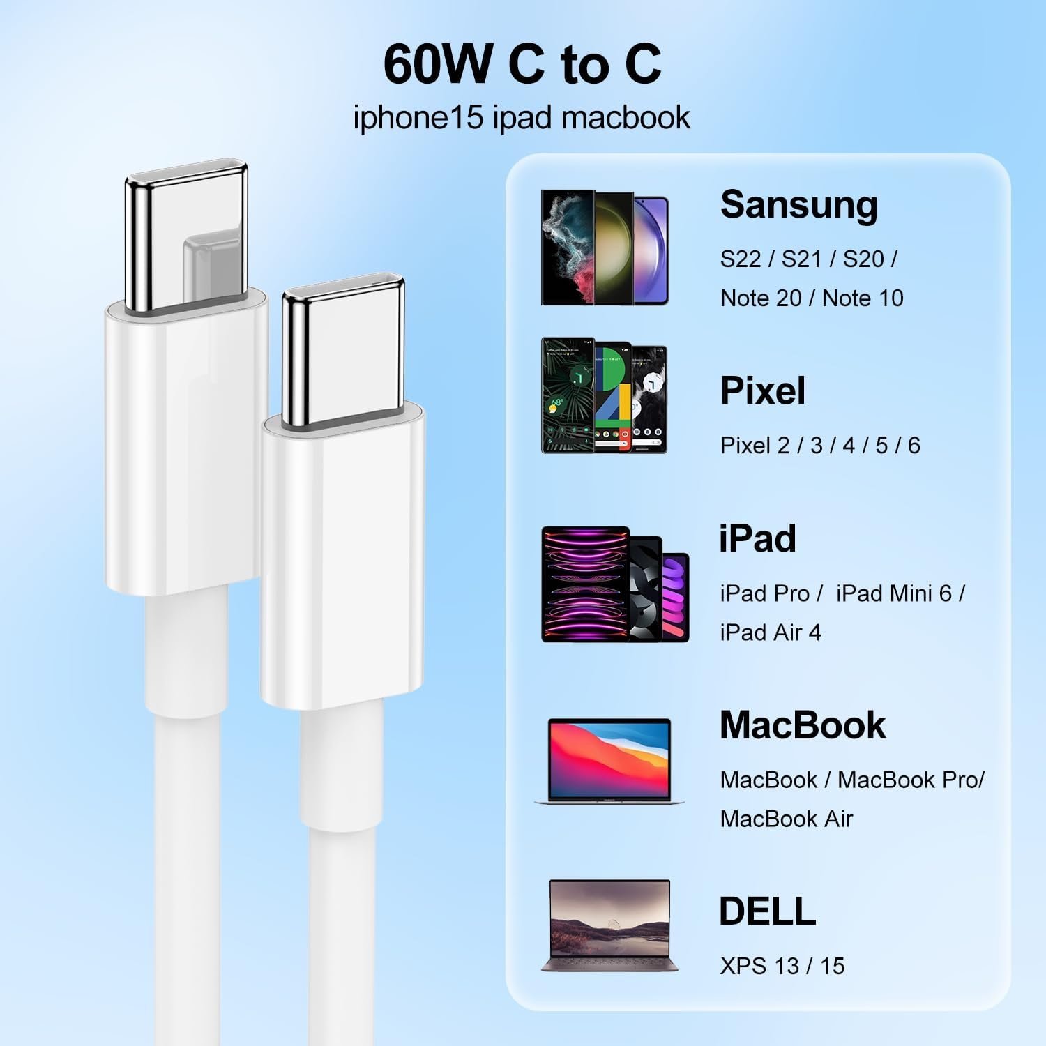 Cable Apple USB-C a USB-C trenzado 1 m - Imagen 3