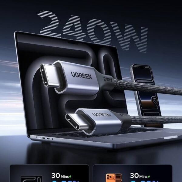 Alternative view of Cable magnético UGREEN L537 USB-C a USB-C 240W de 1m