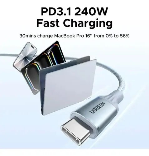 Alternative view of Cable UGREEN USB-C a USB-C 240W de 1m – Blue