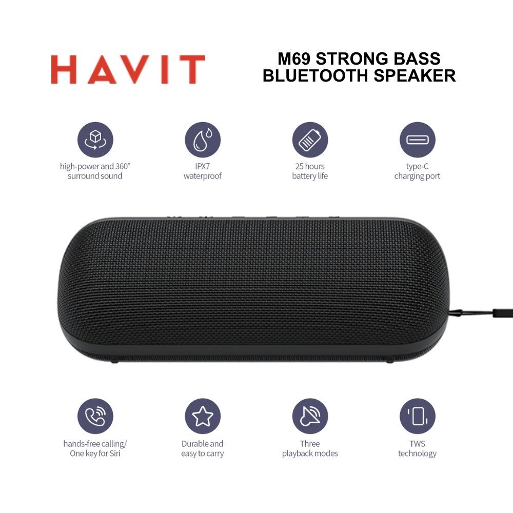 Parlante Havit M69 portátil Bluetooth – Black - Imagen 4