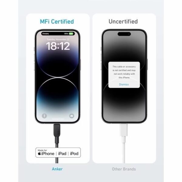 Alternative view of Cable Anker USB-C a Lightning reforzado 0,9 m