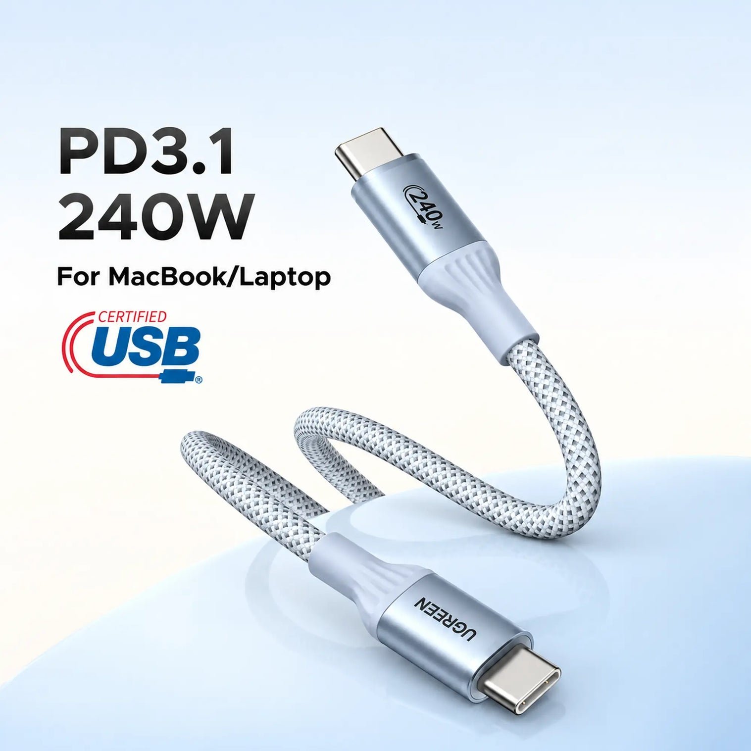 Cable UGREEN USB-C a USB-C 240W de 1m – Blue - Imagen 4
